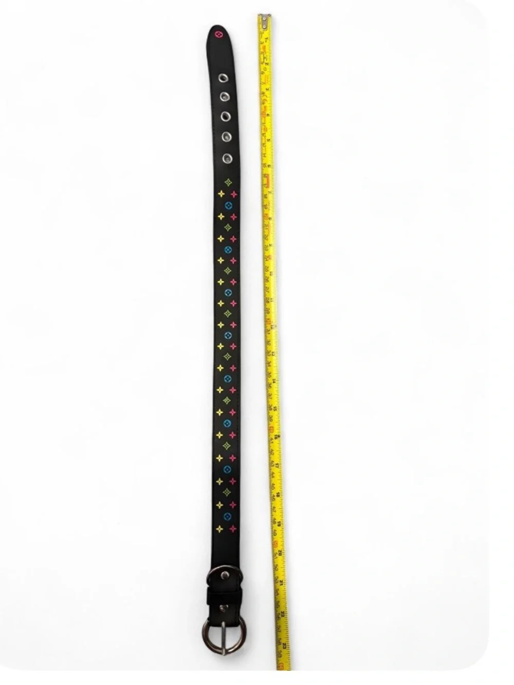 Black Dog Collar with Multicolor Monogram